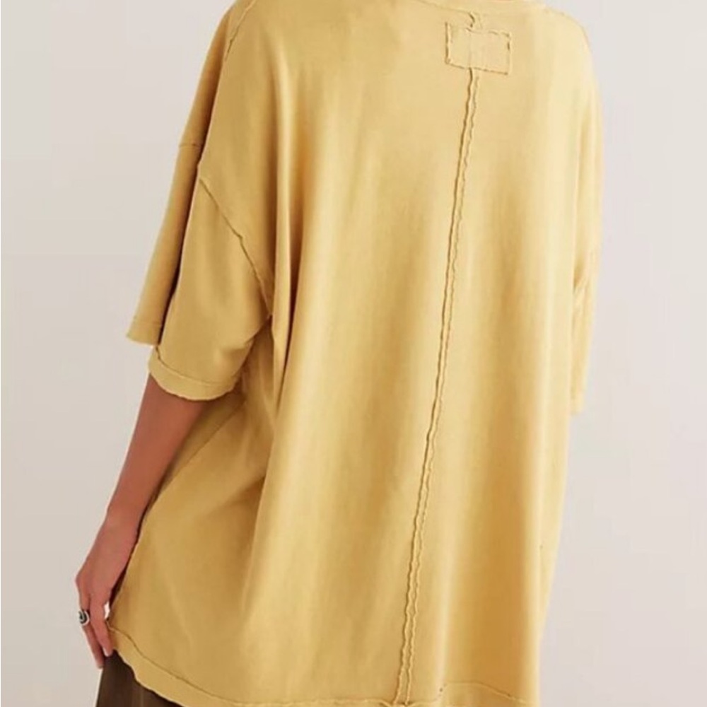 Free People Nina Tee white soft oversized tee in butter yellow in Medium